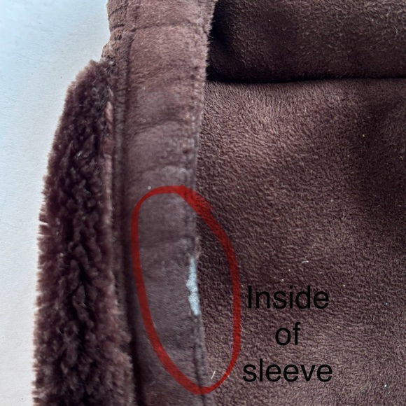 Wilsons Leather Brown Faux Shearling Coat Real Fox Fur Removable Collar Woman M - Picture 10 of 16